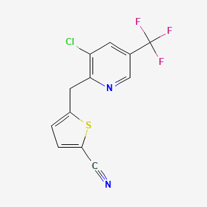 molecular formula C12H6ClF3N2S B2807891 5-{[3-Chloro-5-(trifluoromethyl)-2-pyridinyl]methyl}-2-thiophenecarbonitrile CAS No. 321430-92-6