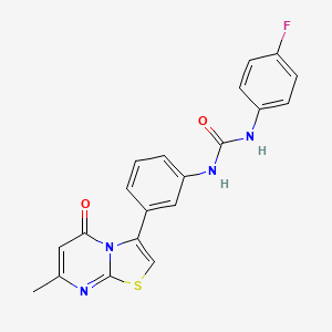 molecular formula C20H15FN4O2S B2807894 1-(4-氟苯基)-3-(3-(7-甲基-5-氧代-5H-噻唑并[3,2-a]嘧啶-3-基)苯基)脲 CAS No. 1021116-60-8