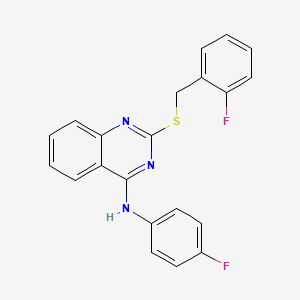 molecular formula C21H15F2N3S B2807898 N-(4-fluorophenyl)-2-[(2-fluorophenyl)methylsulfanyl]quinazolin-4-amine CAS No. 688355-64-8