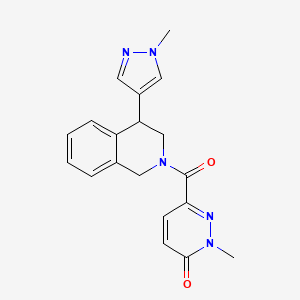molecular formula C19H19N5O2 B2807899 2-甲基-6-(4-(1-甲基-1H-吡唑-4-基)-1,2,3,4-四氢异喹啉-2-甲酰)吡啶-3(2H)-酮 CAS No. 2034584-65-9