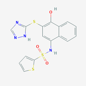 N-[4-hydroxy-3-(1H-1,2,4-triazol-3-ylsulfanyl)naphthalen-1-yl]thiophene-2-sulfonamide