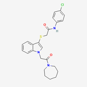 molecular formula C24H26ClN3O2S B2807912 2-{[1-(2-氮杂辛-1-基-2-氧代乙基)-1H-吲哚-3-基]硫}-N-(4-氯苯基)乙酰胺 CAS No. 878055-47-1