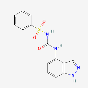 molecular formula C14H12N4O3S B2807915 4-({[(phenylsulfonyl)amino]carbonyl}amino)-1H-indazole CAS No. 882748-22-3
