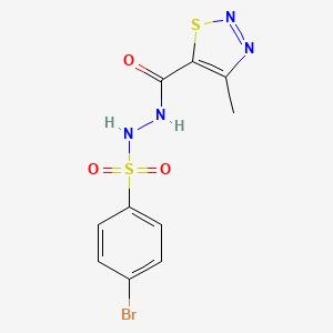 molecular formula C10H9BrN4O3S2 B2807920 4-bromo-N'-[(4-methyl-1,2,3-thiadiazol-5-yl)carbonyl]benzenesulfonohydrazide CAS No. 477872-11-0