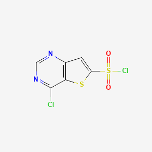 molecular formula C6H2Cl2N2O2S2 B2807927 4-Chlorothieno[3,2-d]pyrimidine-6-sulfonyl chloride CAS No. 1156137-19-7