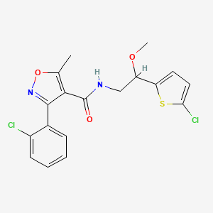 molecular formula C18H16Cl2N2O3S B2807928 3-(2-chlorophenyl)-N-(2-(5-chlorothiophen-2-yl)-2-methoxyethyl)-5-methylisoxazole-4-carboxamide CAS No. 2034529-50-3