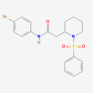 molecular formula C19H21BrN2O3S B2807932 N-(4-bromophenyl)-2-(1-(phenylsulfonyl)piperidin-2-yl)acetamide CAS No. 1021040-38-9