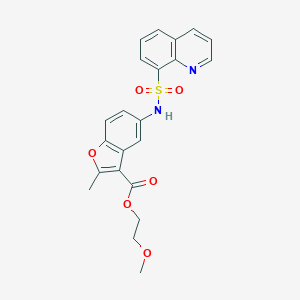 molecular formula C22H20N2O6S B280795 2-Methoxyethyl 2-methyl-5-[(8-quinolinylsulfonyl)amino]-1-benzofuran-3-carboxylate 