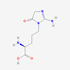 molecular formula C8H14N4O3 B2807961 5-(5-Oxo-2-iminoimidazolidine-1-yl)norvaline CAS No. 194494-49-0
