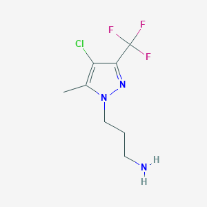 molecular formula C8H11ClF3N3 B2807962 3-[4-chloro-5-methyl-3-(trifluoromethyl)-1H-pyrazol-1-yl]propan-1-amine CAS No. 956786-57-5