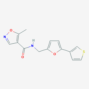 molecular formula C14H12N2O3S B2807963 5-methyl-N-((5-(thiophen-3-yl)furan-2-yl)methyl)isoxazole-4-carboxamide CAS No. 2034340-25-3