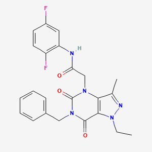 molecular formula C23H21F2N5O3 B2807964 2-(6-benzyl-1-ethyl-3-methyl-5,7-dioxo-1,5,6,7-tetrahydro-4H-pyrazolo[4,3-d]pyrimidin-4-yl)-N-(2,5-difluorophenyl)acetamide CAS No. 1185138-25-3