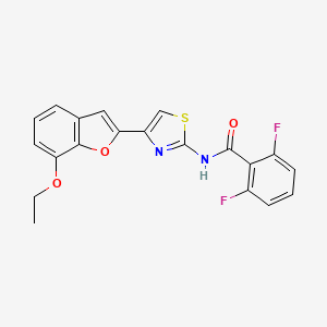 molecular formula C20H14F2N2O3S B2807974 N-(4-(7-ethoxybenzofuran-2-yl)thiazol-2-yl)-2,6-difluorobenzamide CAS No. 921526-90-1