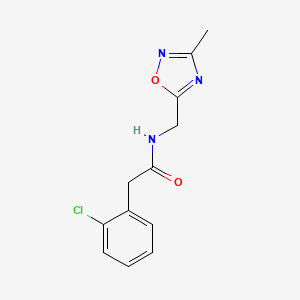 molecular formula C12H12ClN3O2 B2807976 2-(2-chlorophenyl)-N-((3-methyl-1,2,4-oxadiazol-5-yl)methyl)acetamide CAS No. 1206996-72-6