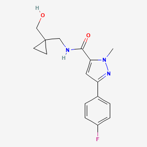molecular formula C16H18FN3O2 B2807977 3-(4-fluorophenyl)-N-((1-(hydroxymethyl)cyclopropyl)methyl)-1-methyl-1H-pyrazole-5-carboxamide CAS No. 1396848-19-3