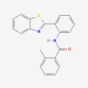 molecular formula C21H16N2OS B2807986 N-[2-(1,3-benzothiazol-2-yl)phenyl]-2-methylbenzamide CAS No. 303796-72-7