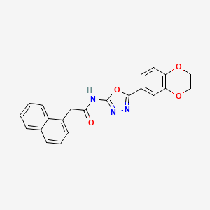 molecular formula C22H17N3O4 B2807994 N-(5-(2,3-dihydrobenzo[b][1,4]dioxin-6-yl)-1,3,4-oxadiazol-2-yl)-2-(naphthalen-1-yl)acetamide CAS No. 862808-57-9