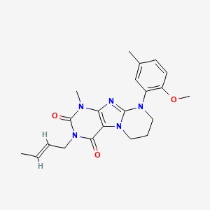 molecular formula C21H25N5O3 B2807996 3-[(E)-but-2-enyl]-9-(2-methoxy-5-methylphenyl)-1-methyl-7,8-dihydro-6H-purino[7,8-a]pyrimidine-2,4-dione CAS No. 887695-70-7