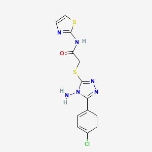 molecular formula C13H11ClN6OS2 B2808002 2-{[4-amino-5-(4-chlorophenyl)-4H-1,2,4-triazol-3-yl]sulfanyl}-N-(1,3-thiazol-2-yl)acetamide CAS No. 905780-91-8