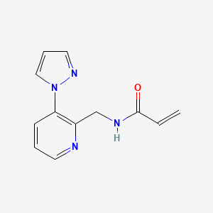 molecular formula C12H12N4O B2808017 N-[(3-Pyrazol-1-ylpyridin-2-yl)methyl]prop-2-enamide CAS No. 2411271-66-2
