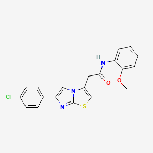 molecular formula C20H16ClN3O2S B2808018 2-[6-(4-chlorophenyl)imidazo[2,1-b][1,3]thiazol-3-yl]-N-(2-methoxyphenyl)acetamide CAS No. 897458-04-7