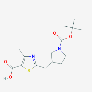 molecular formula C15H22N2O4S B2808025 4-Methyl-2-[[1-[(2-methylpropan-2-yl)oxycarbonyl]pyrrolidin-3-yl]methyl]-1,3-thiazole-5-carboxylic acid CAS No. 2260931-70-0
