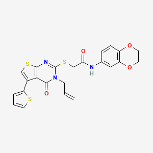 2-((3-allyl-4-oxo-5-(thiophen-2-yl)-3,4-dihydrothieno[2,3-d]pyrimidin-2-yl)thio)-N-(2,3-dihydrobenzo[b][1,4]dioxin-6-yl)acetamide