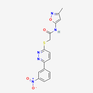 molecular formula C16H13N5O4S B2808042 N-(3-methylisoxazol-5-yl)-2-((6-(3-nitrophenyl)pyridazin-3-yl)thio)acetamide CAS No. 1208775-89-6