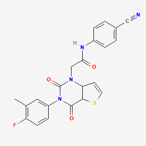 molecular formula C22H15FN4O3S B2808050 N-(4-cyanophenyl)-2-[3-(4-fluoro-3-methylphenyl)-2,4-dioxo-1H,2H,3H,4H-thieno[3,2-d]pyrimidin-1-yl]acetamide CAS No. 1260930-66-2