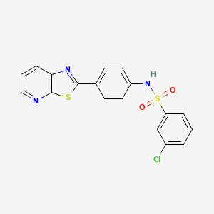 molecular formula C18H12ClN3O2S2 B2808051 3-chloro-N-(4-(thiazolo[5,4-b]pyridin-2-yl)phenyl)benzenesulfonamide CAS No. 896678-85-6