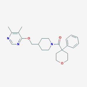 molecular formula C24H31N3O3 B2808052 [4-[(5,6-Dimethylpyrimidin-4-yl)oxymethyl]piperidin-1-yl]-(4-phenyloxan-4-yl)methanone CAS No. 2379984-51-5