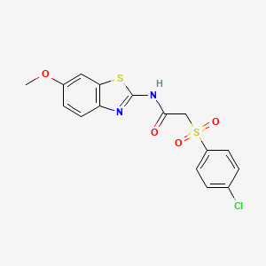molecular formula C16H13ClN2O4S2 B2808055 2-((4-chlorophenyl)sulfonyl)-N-(6-methoxybenzo[d]thiazol-2-yl)acetamide CAS No. 895456-42-5