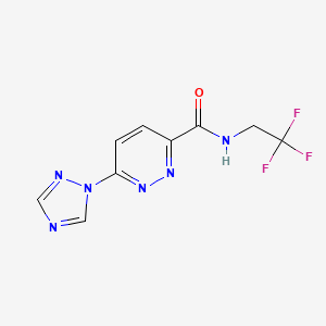 molecular formula C9H7F3N6O B2808059 6-(1H-1,2,4-三唑-1-基)-N-(2,2,2-三氟乙基)吡啶并[3]嘧啶-3-羧酰胺 CAS No. 1448056-90-3