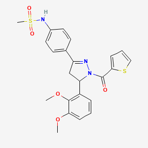 molecular formula C23H23N3O5S2 B2808067 N-(4-(5-(2,3-二甲氧基苯基)-1-(噻吩-2-甲酰)-4,5-二氢-1H-嘧啶-3-基)苯基)甲磺酰胺 CAS No. 852141-08-3