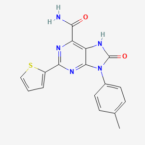 molecular formula C17H13N5O2S B2808070 8-氧代-2-(噻吩-2-基)-9-(对甲苯基)-8,9-二氢-7H-嘌呤-6-羧酰胺 CAS No. 863502-35-6