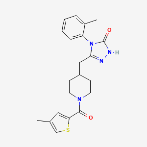 molecular formula C21H24N4O2S B2808072 3-((1-(4-甲硫基噻吩-2-甲酰)哌啶-4-基甲基)-4-(邻甲苯基)-1H-1,2,4-三唑-5(4H)-酮 CAS No. 2034585-33-4