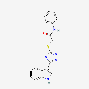 molecular formula C20H19N5OS B2808075 2-((5-(1H-indol-3-yl)-4-methyl-4H-1,2,4-triazol-3-yl)thio)-N-(m-tolyl)acetamide CAS No. 852142-12-2