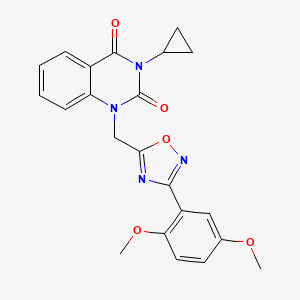 molecular formula C22H20N4O5 B2808084 3-cyclopropyl-1-((3-(2,5-dimethoxyphenyl)-1,2,4-oxadiazol-5-yl)methyl)quinazoline-2,4(1H,3H)-dione CAS No. 2309592-45-6
