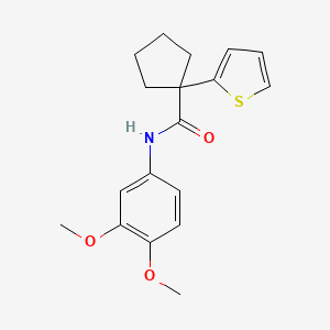 molecular formula C18H21NO3S B2808102 N-(3,4-dimethoxyphenyl)-1-(thiophen-2-yl)cyclopentanecarboxamide CAS No. 1049514-30-8