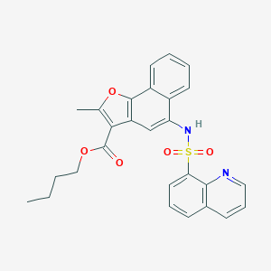 molecular formula C27H24N2O5S B280813 Butyl 2-methyl-5-[(8-quinolinylsulfonyl)amino]naphtho[1,2-b]furan-3-carboxylate 