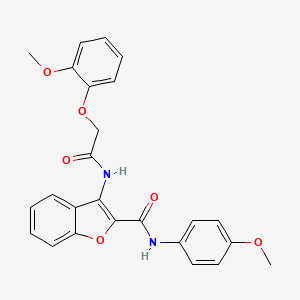 molecular formula C25H22N2O6 B2808136 3-(2-(2-methoxyphenoxy)acetamido)-N-(4-methoxyphenyl)benzofuran-2-carboxamide CAS No. 847404-75-5
