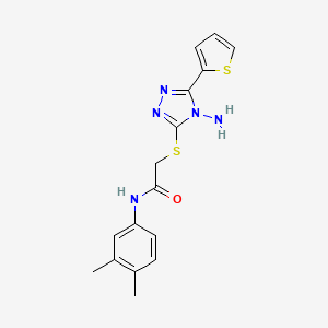 molecular formula C16H17N5OS2 B2808138 2-{[4-amino-5-(thiophen-2-yl)-4H-1,2,4-triazol-3-yl]sulfanyl}-N-(3,4-dimethylphenyl)acetamide CAS No. 886927-74-8