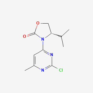 molecular formula C11H14ClN3O2 B2808140 (S)-3-(2-Chloro-6-methyl-4-pyrimidyl)-4-isopropyl-2-oxazolidinone CAS No. 1429180-99-3