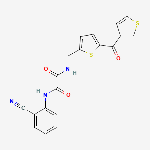 molecular formula C19H13N3O3S2 B2808147 N1-(2-cyanophenyl)-N2-((5-(thiophene-3-carbonyl)thiophen-2-yl)methyl)oxalamide CAS No. 1797141-54-8