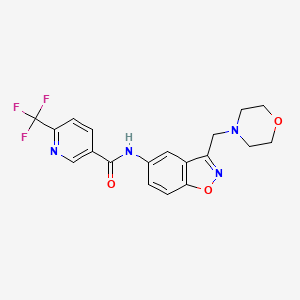 molecular formula C19H17F3N4O3 B2808153 N-[3-(Morpholin-4-ylmethyl)-1,2-benzoxazol-5-yl]-6-(trifluoromethyl)pyridine-3-carboxamide CAS No. 2379997-06-3