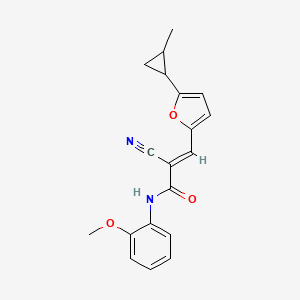 molecular formula C19H18N2O3 B2808157 (E)-2-cyano-N-(2-methoxyphenyl)-3-(5-(2-methylcyclopropyl)furan-2-yl)acrylamide CAS No. 489404-78-6