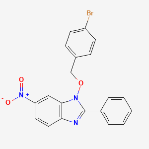 molecular formula C20H14BrN3O3 B2808159 1-[(4-bromobenzyl)oxy]-6-nitro-2-phenyl-1H-1,3-benzimidazole CAS No. 303148-89-2