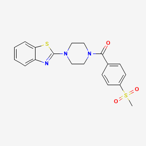 molecular formula C19H19N3O3S2 B2808165 (4-(Benzo[d]thiazol-2-yl)piperazin-1-yl)(4-(methylsulfonyl)phenyl)methanone CAS No. 896345-92-9