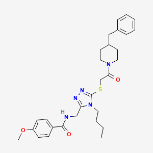 molecular formula C29H37N5O3S B2808198 N-[[5-[2-(4-benzylpiperidin-1-yl)-2-oxoethyl]sulfanyl-4-butyl-1,2,4-triazol-3-yl]methyl]-4-methoxybenzamide CAS No. 476449-30-6