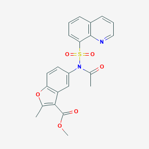 molecular formula C22H18N2O6S B280820 Methyl 5-[acetyl(8-quinolinylsulfonyl)amino]-2-methyl-1-benzofuran-3-carboxylate 